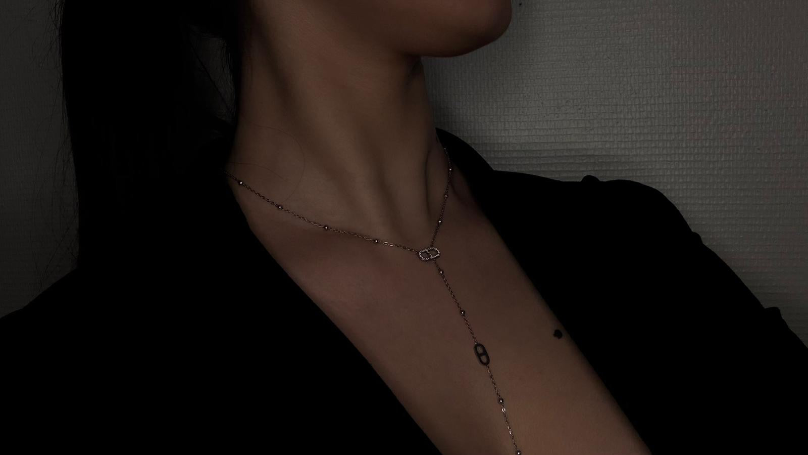 Collier Lariat "Éclat Éternel" en Acier Inoxydable