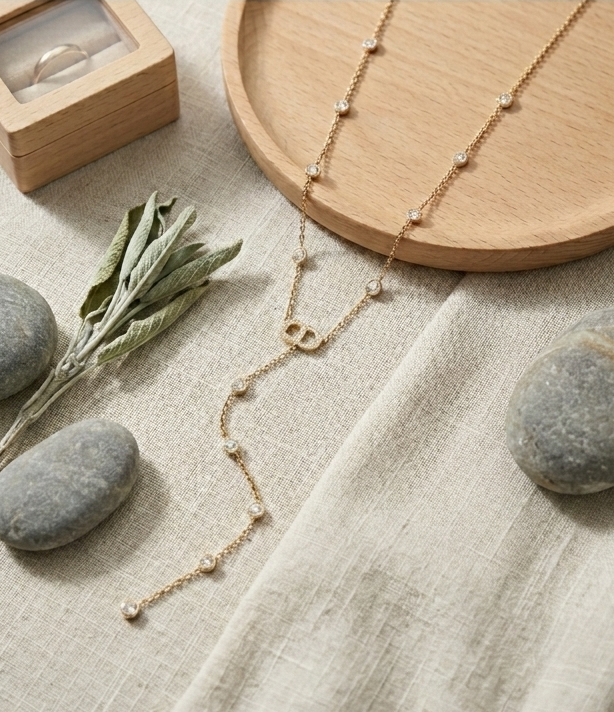 Collier Lariat "Éclat Éternel" en Acier Inoxydable