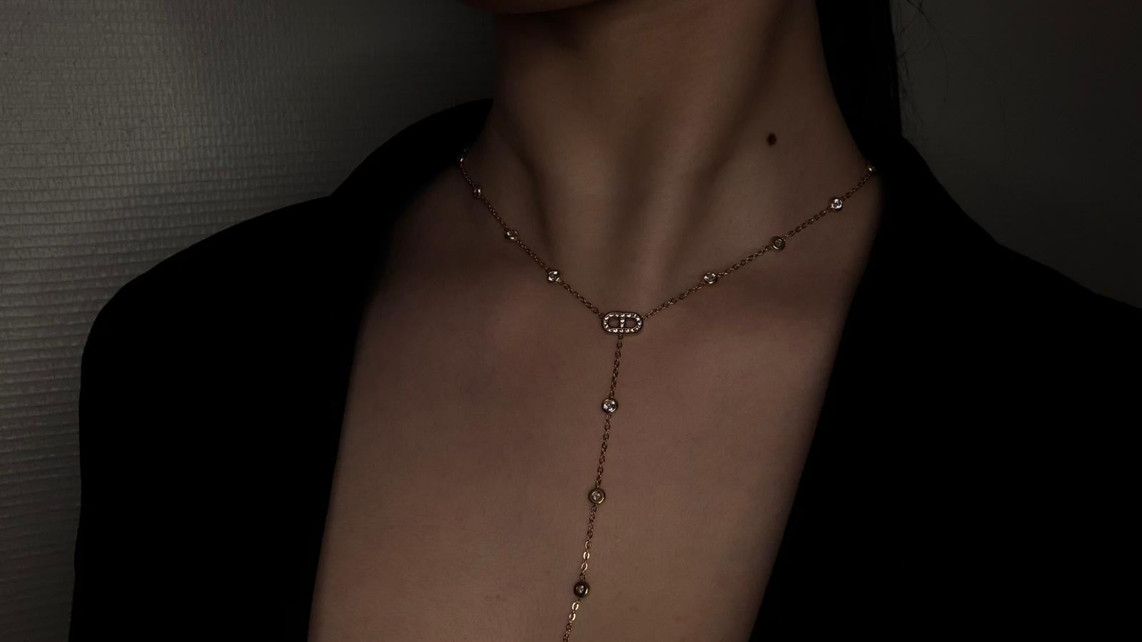 Collier Lariat "Éclat Éternel" en Acier Inoxydable